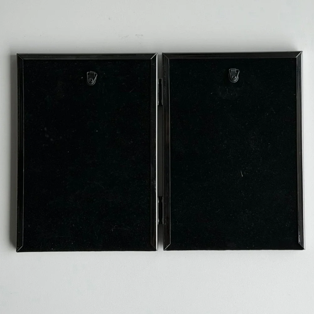 Michaels Perspectives Double Picture Frame 5x7 Gun Metal‎ Grey Hinge Folding